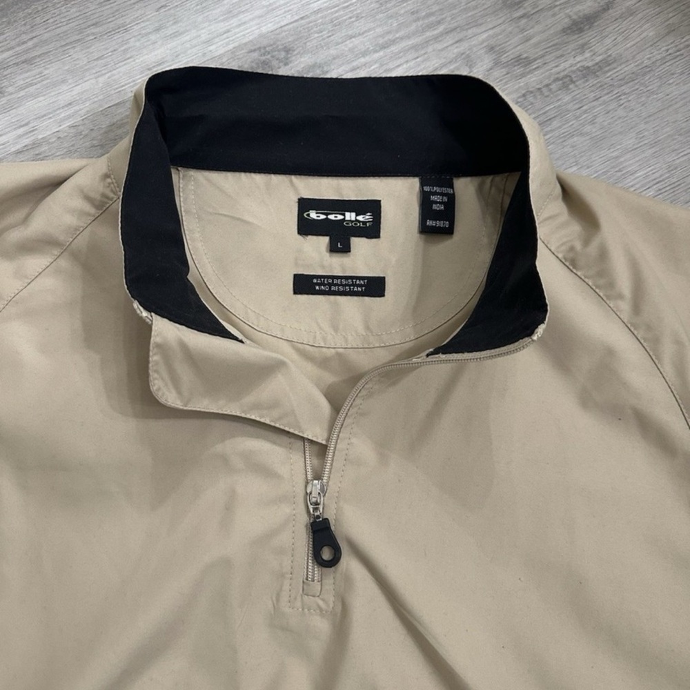bollé GOLF Tan & Black Colorblock Quarter Zip Windbreaker Waterproof Sz L - Picture 5 of 5